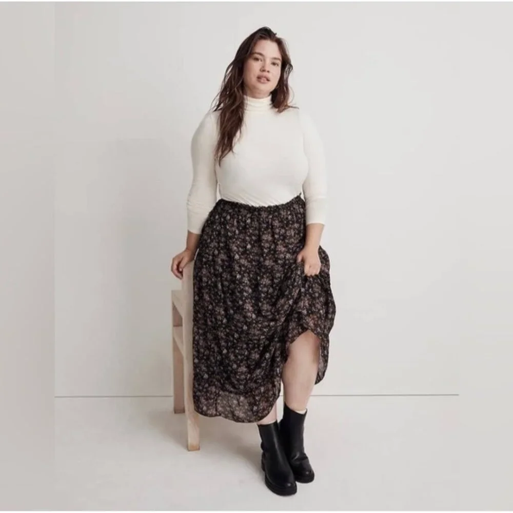 Madewell Crinkle Georgette Tiered Maxi Skirt In Blurred Blooms - Picture 2 of 10